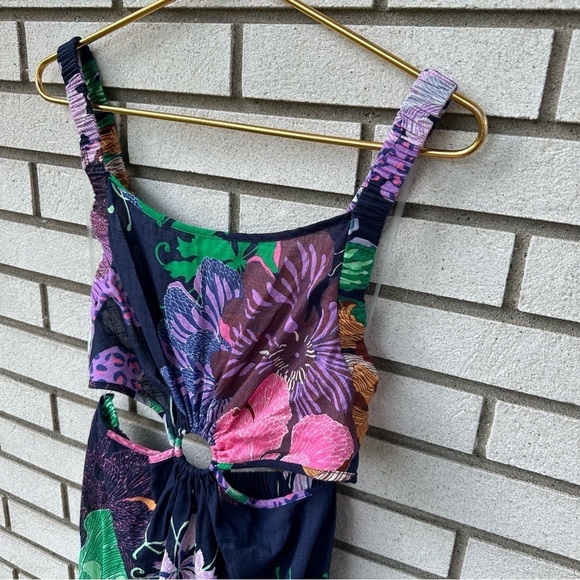 Anthropologie Maeve Cut-Out Maxi Dress Navy Blue Floral Print - Picture 4 of 14